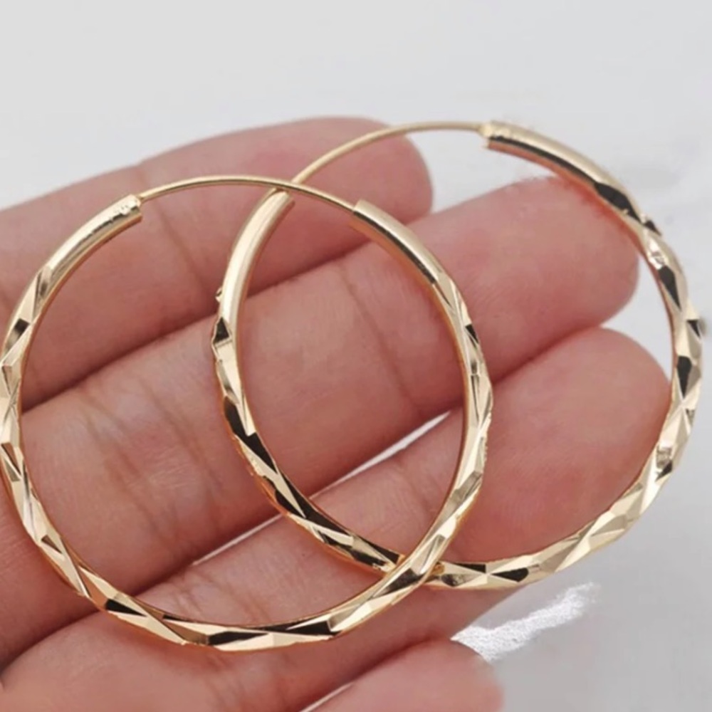 18K yellow gold plated hoop earrings - Picture 3 of 3